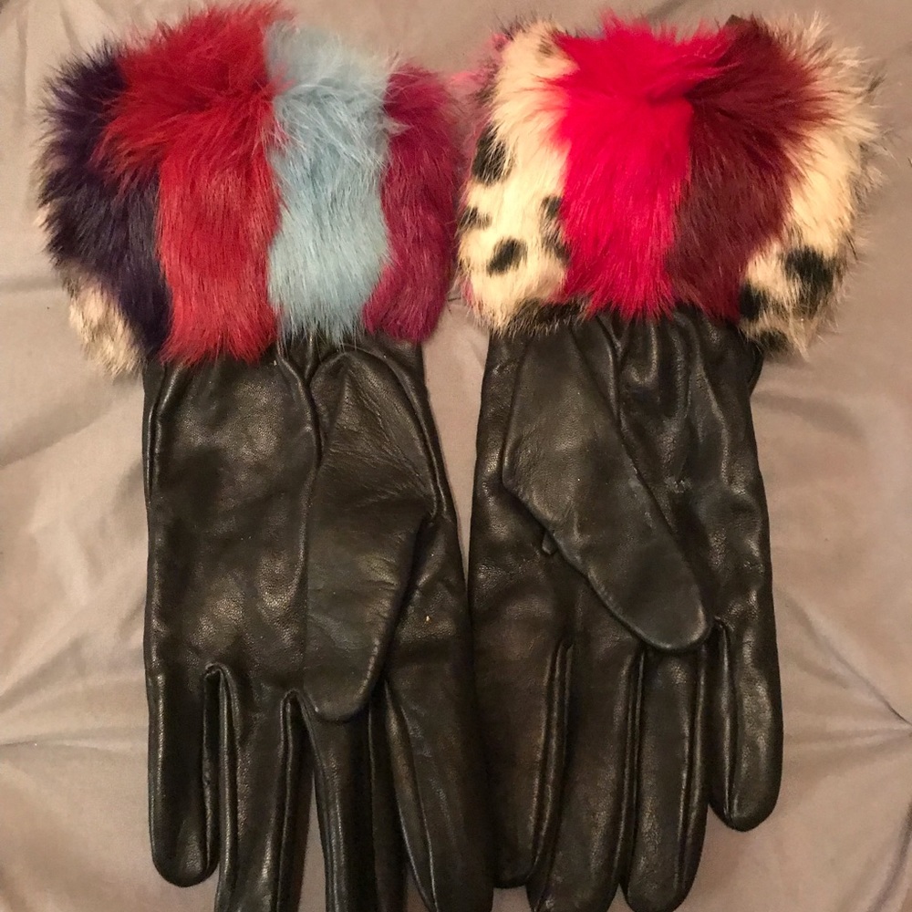 Fur trimmed leather goods